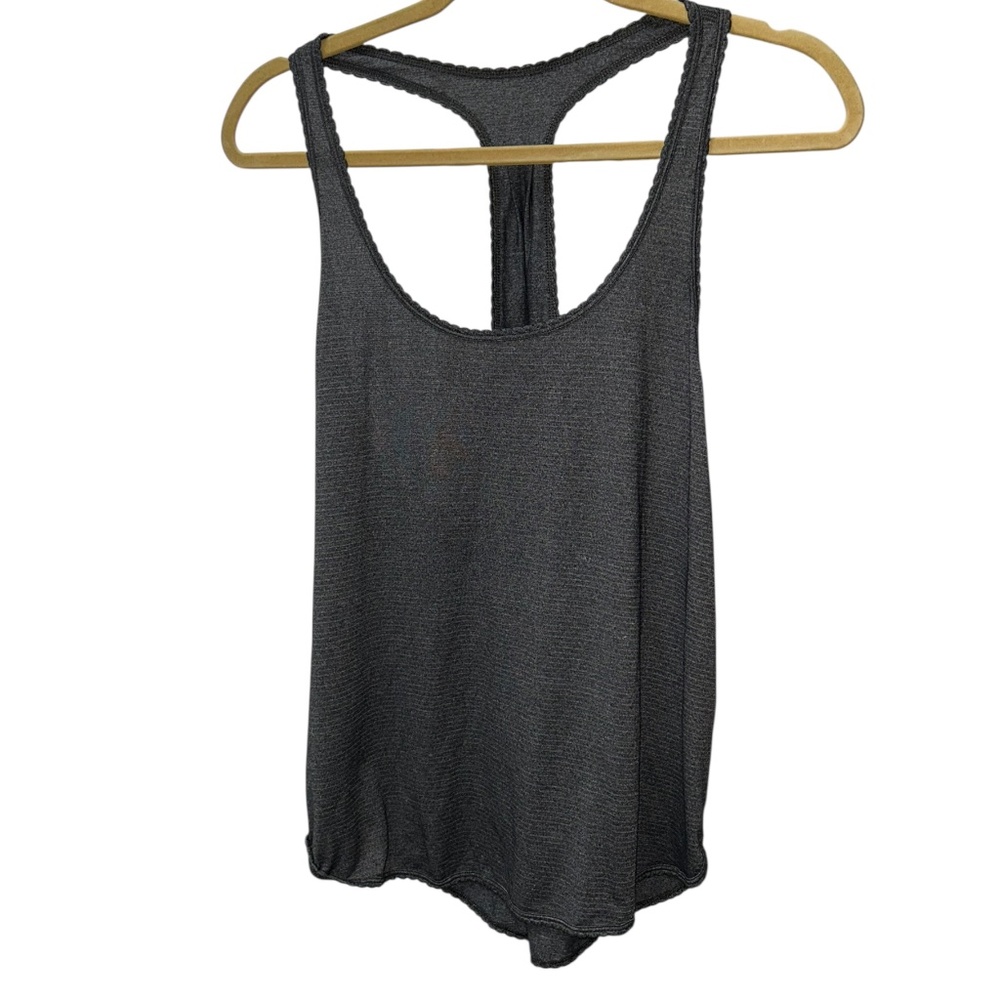 Lululemon athletic gray horizontal pinstripe racer back workout tank top M